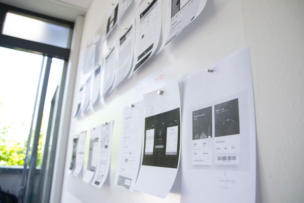 Printed Wireframes On Wall Printed Wireframes On Wall